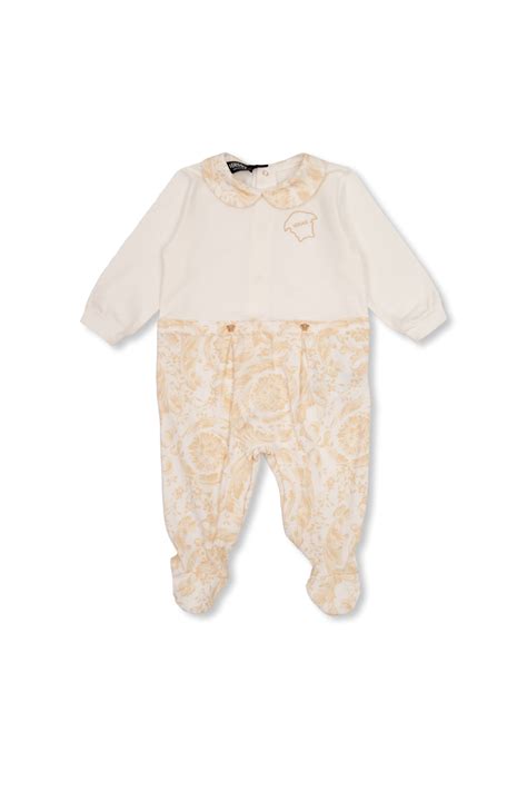 tutina nascita versace|White baby onesie with logo .